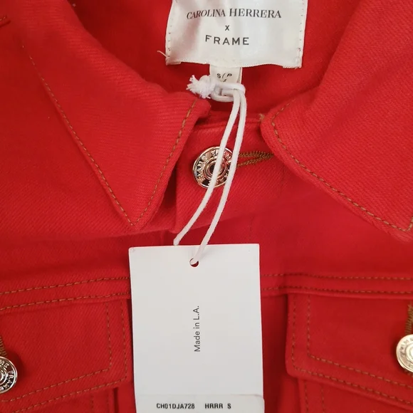 Carolina Herrera Red Skirt Set with Gold Accents - Picture 6 of 11